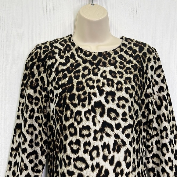 Rag & Bone - Leopard Brown & Creme Print 100% Silk 3/4 Sleeve Lined Dress SZ 4 - Picture 6 of 15